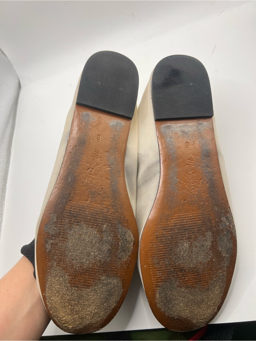 Madewell Beige Mary Jane Flats with Black Trim - Picture 8 of 10